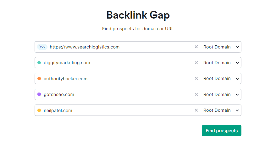semrush backlink gap
