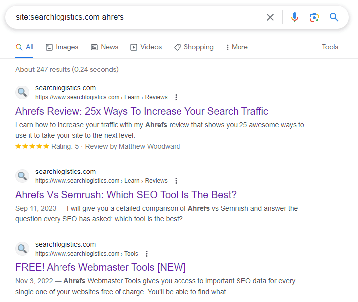 google search example