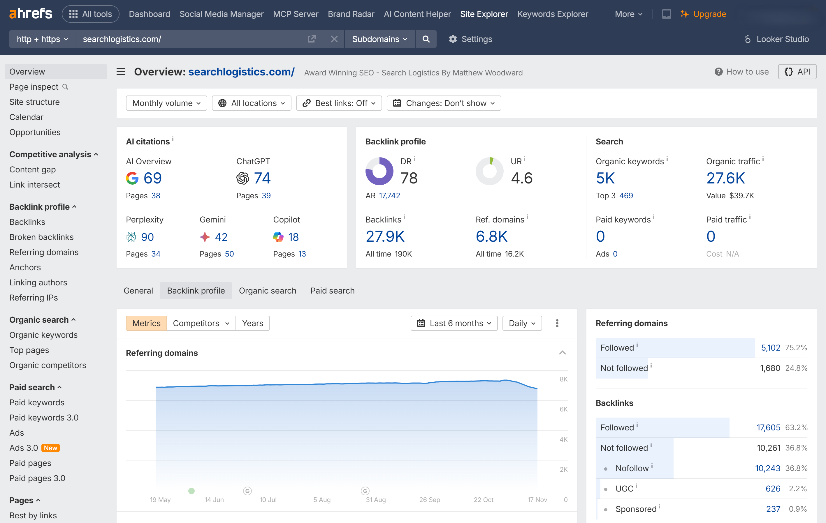 ahrefs search logistics
