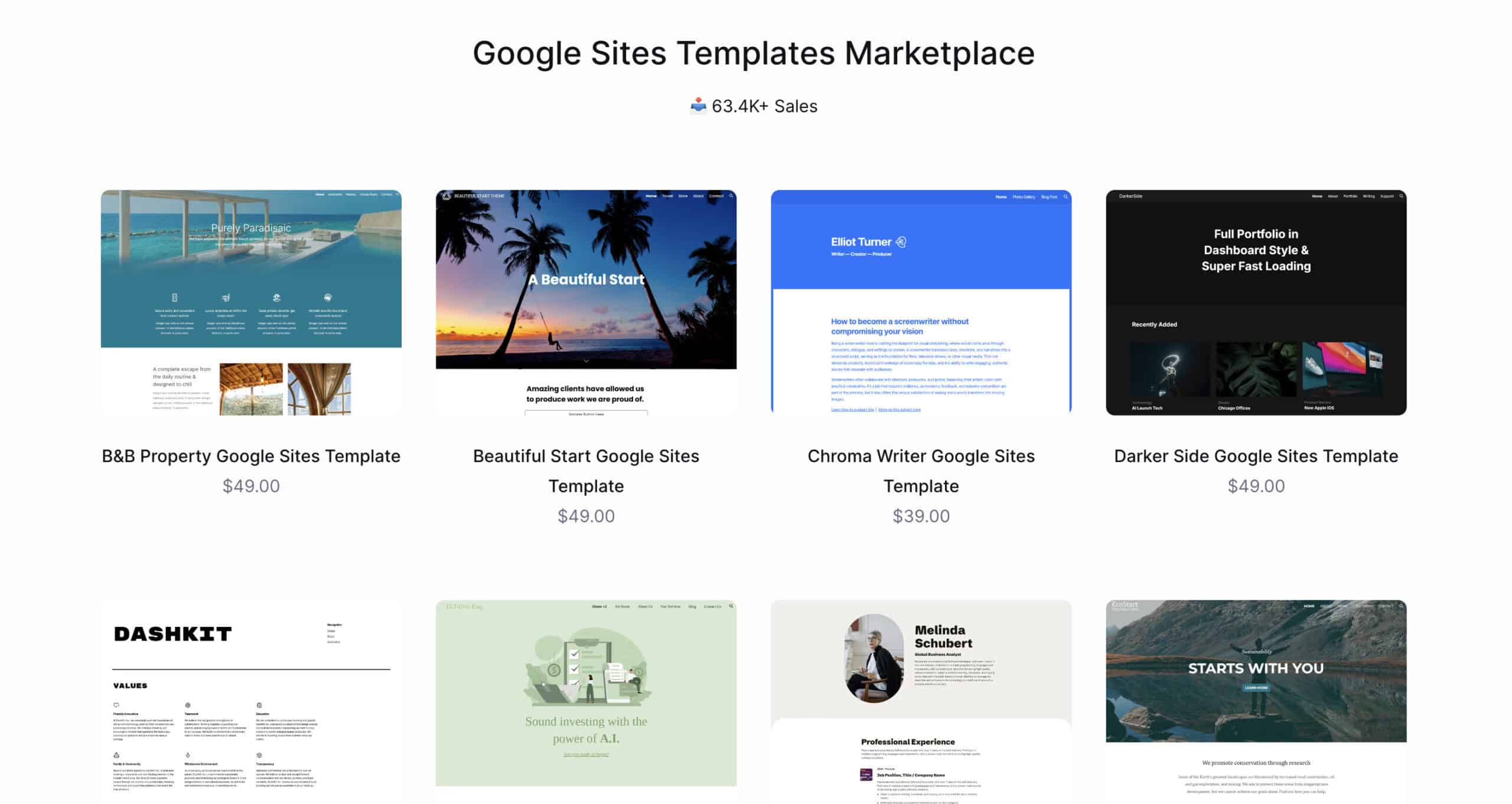 google sites template store