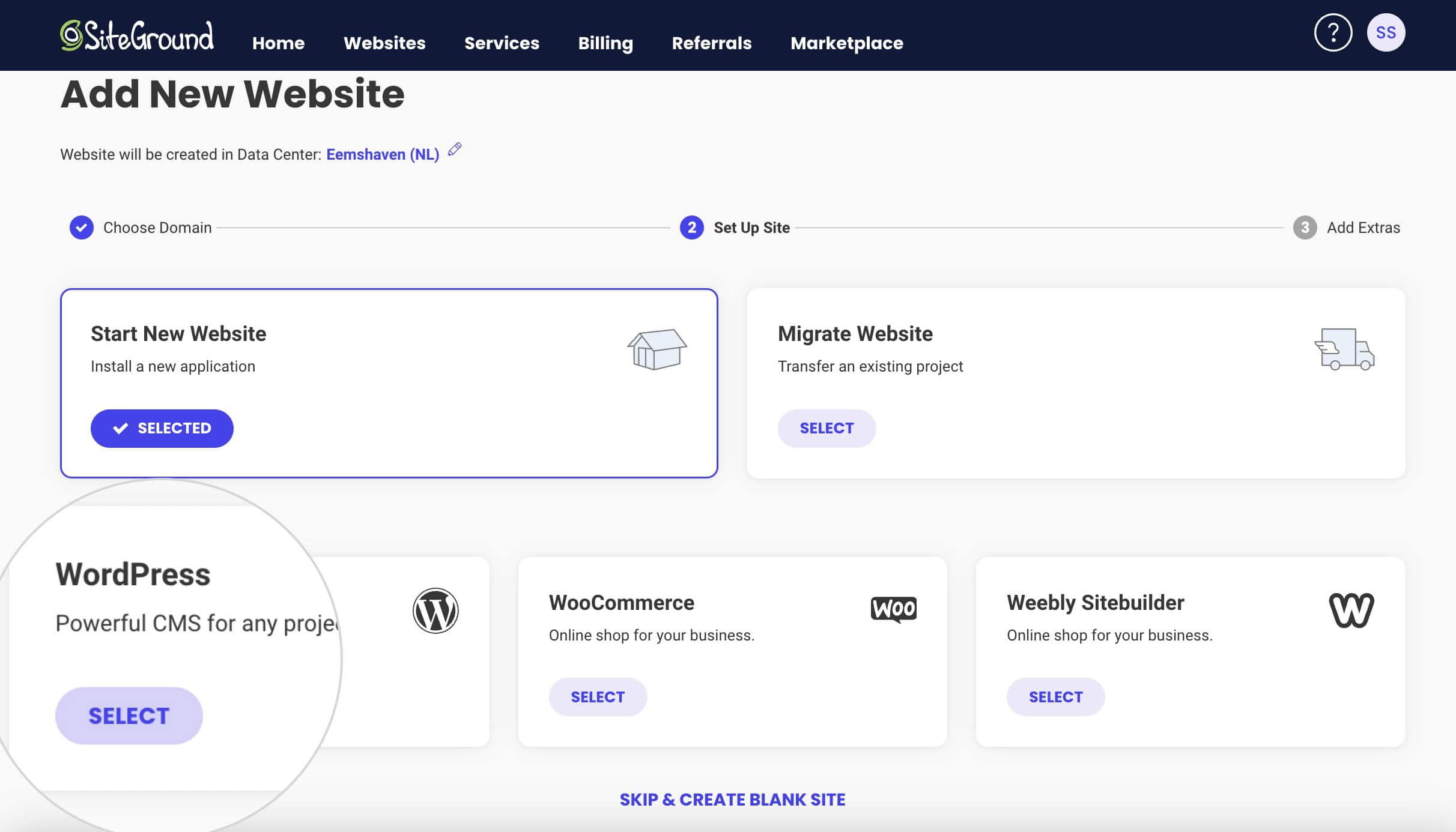 siteground wordpress setup