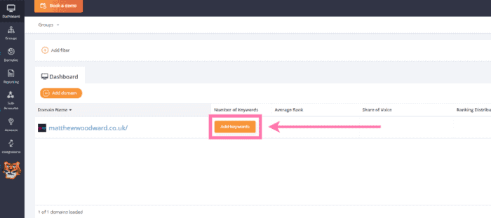 AccuRanker Add Keywords