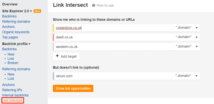 Aherfs Link Intersect Example #1