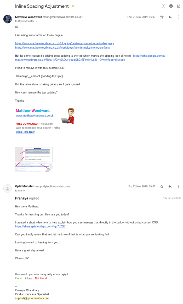 OptinMonster Fantastic Support 2