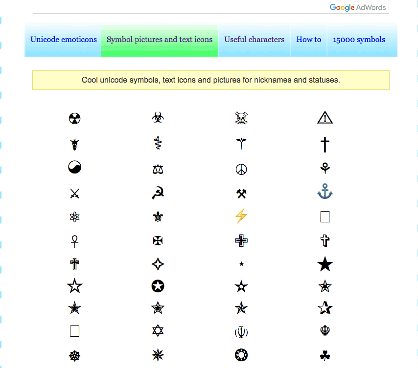 unicode emoticons