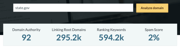 state government site domain authority