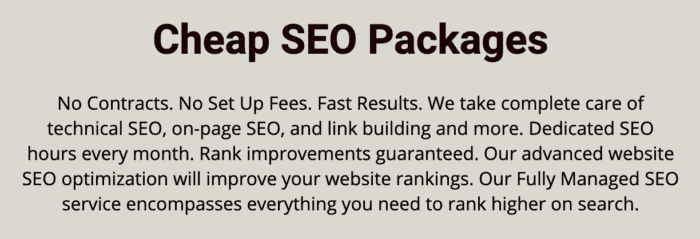 cheap seo packages
