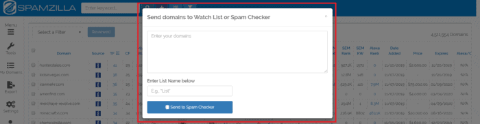 Send domains to Watch List 