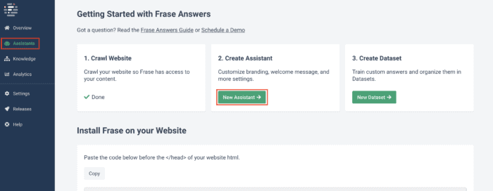 create new assistant