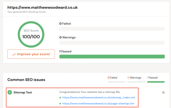 discovered sitemaps of website