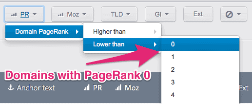 domains with pagerank zero