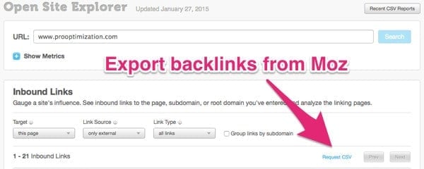 export links from moz