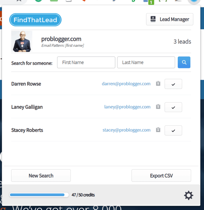 FindThatLead Google Chrome extension