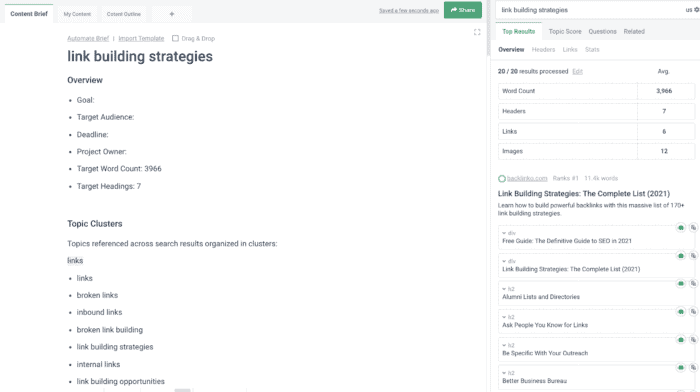 finished content brief
