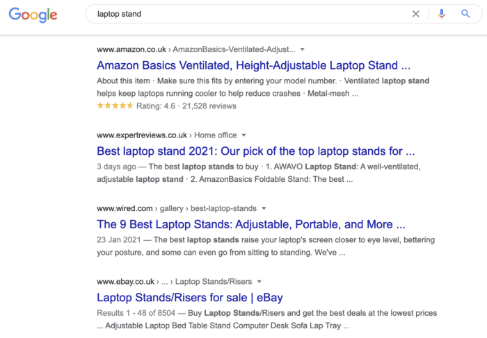 google search results laptop stand