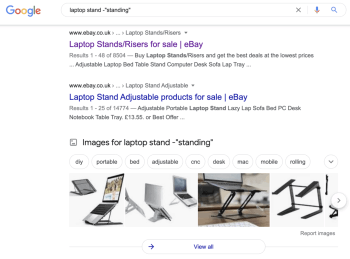 google search results laptop stand minus standing