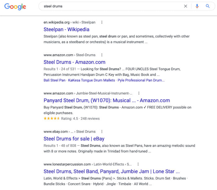 Google search phrases sales