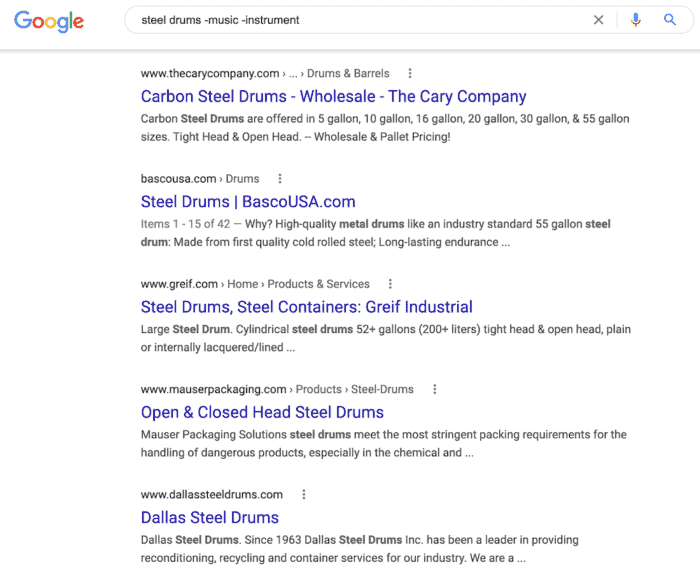 google search results steel drums minus music and instrument