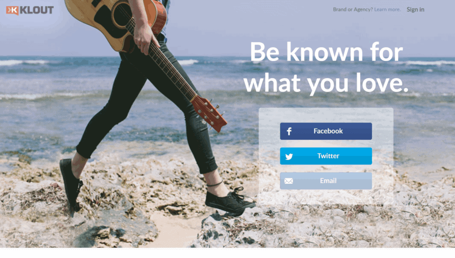 klout homepage