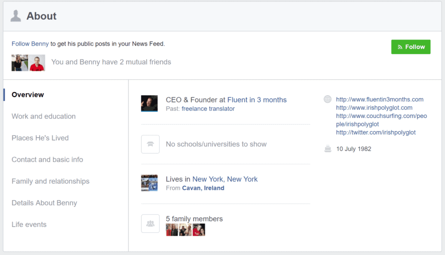 facebook example