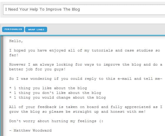 blog feedback email template