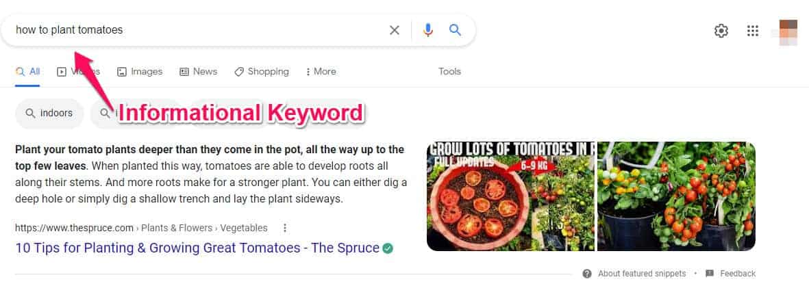 Informational Keyword Example