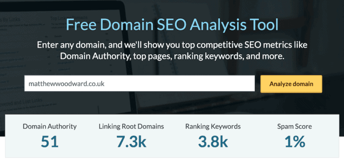 moz free domain seo analysis tool