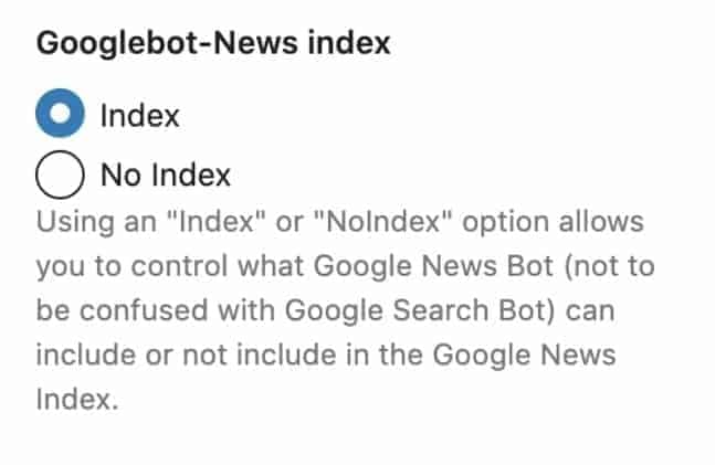 news index section