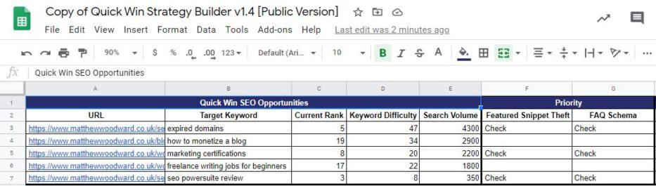quick win seo free tool