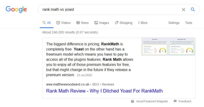 winning the featured snippet