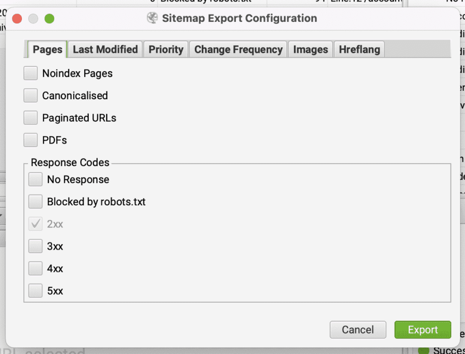 sitemap configuration options