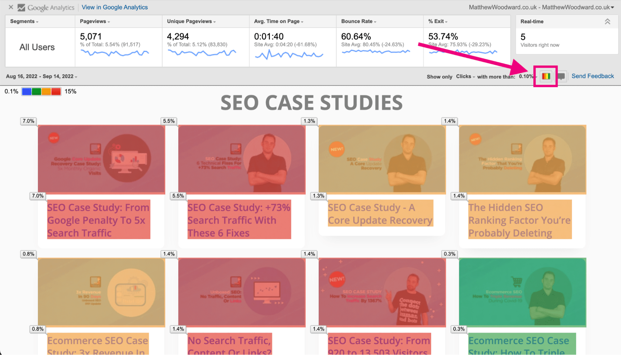 google heat map blog clicks filter