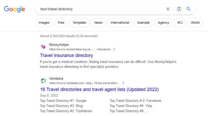 travel directory search