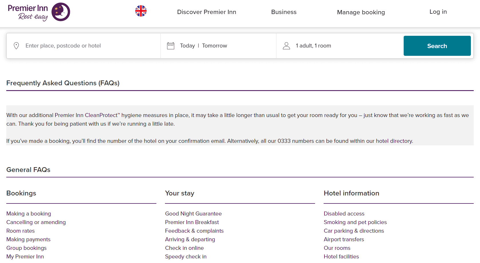 website FAQ page