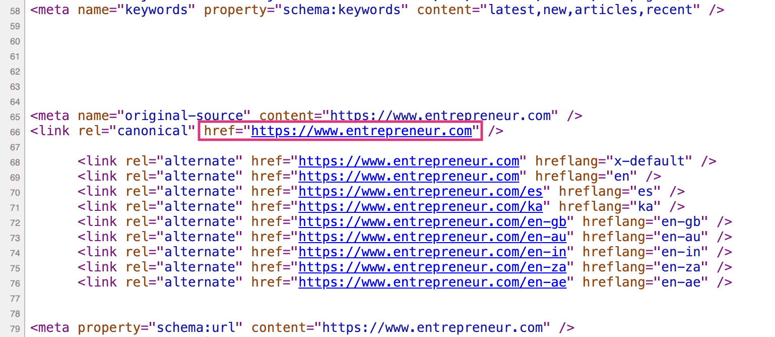 search for canoncial url in page source
