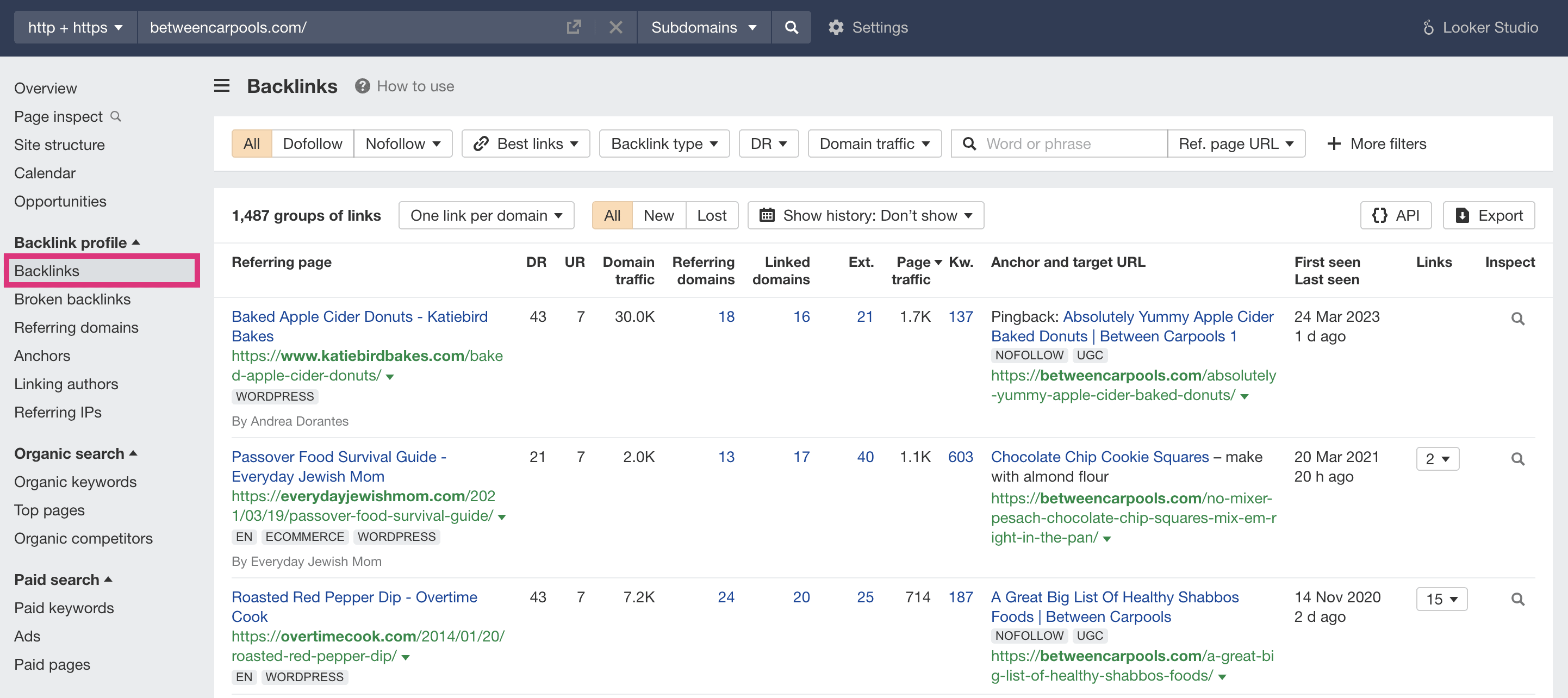 backlinks report