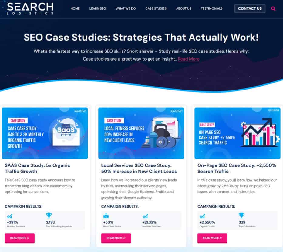 seo case studies sneeze page example