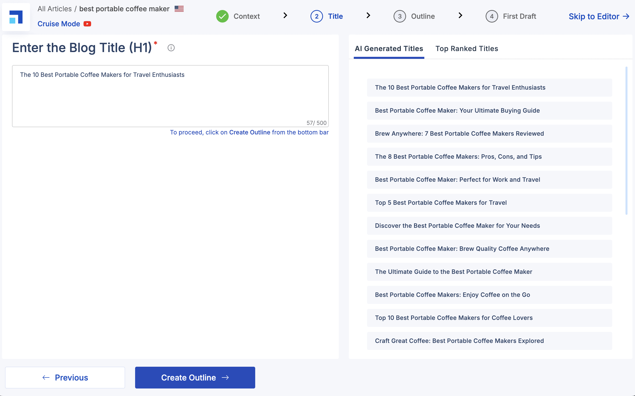 generate or create blog title