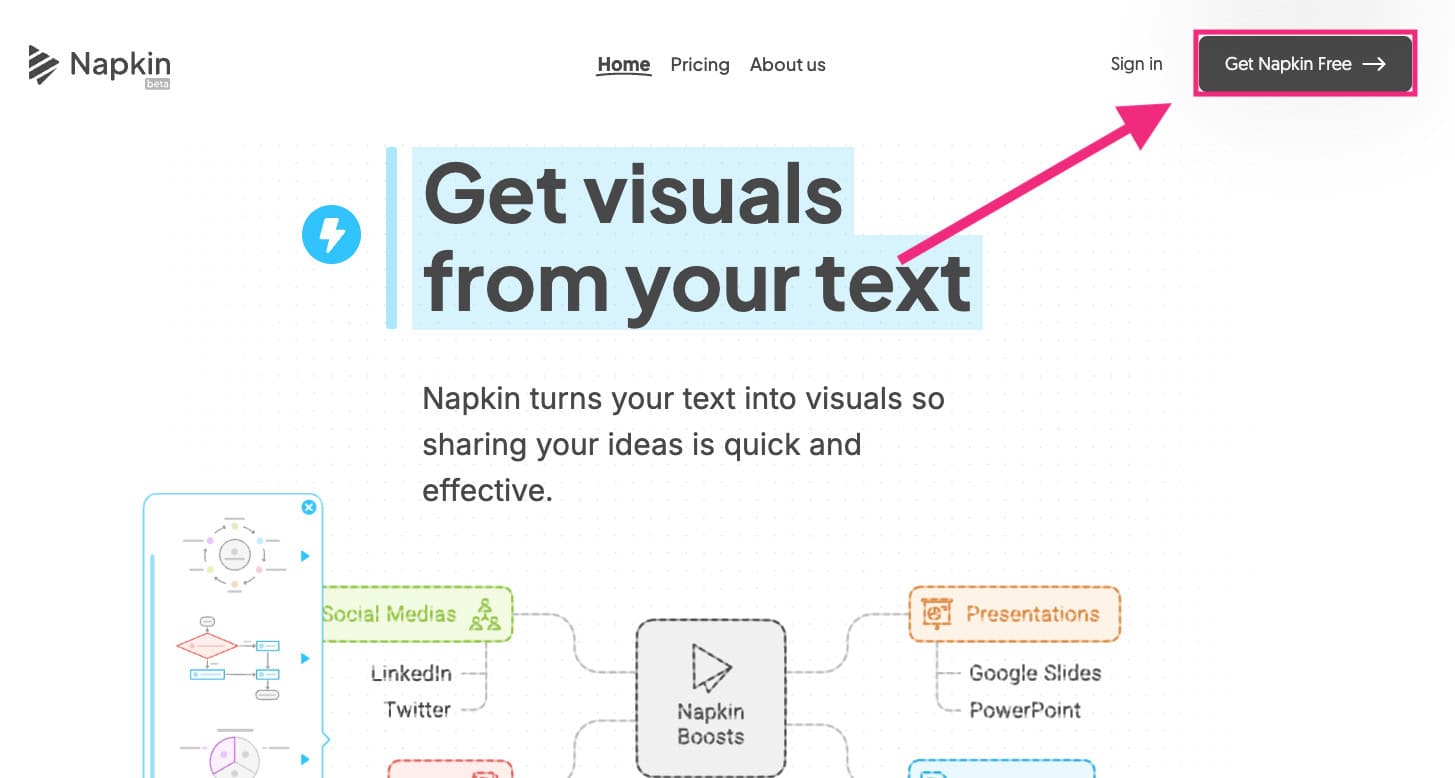 get free napkin button