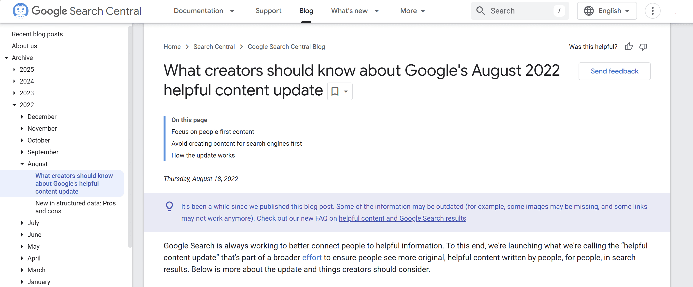 google helpful content update