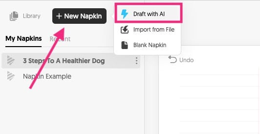new napkin draft with ai