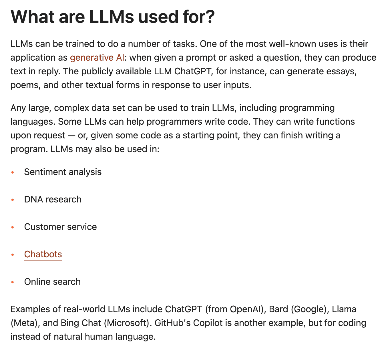 what are LLMs used for