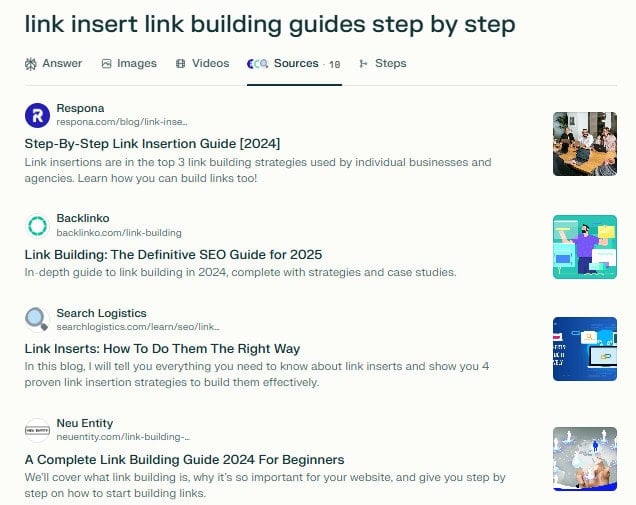 AI sources for link inserts