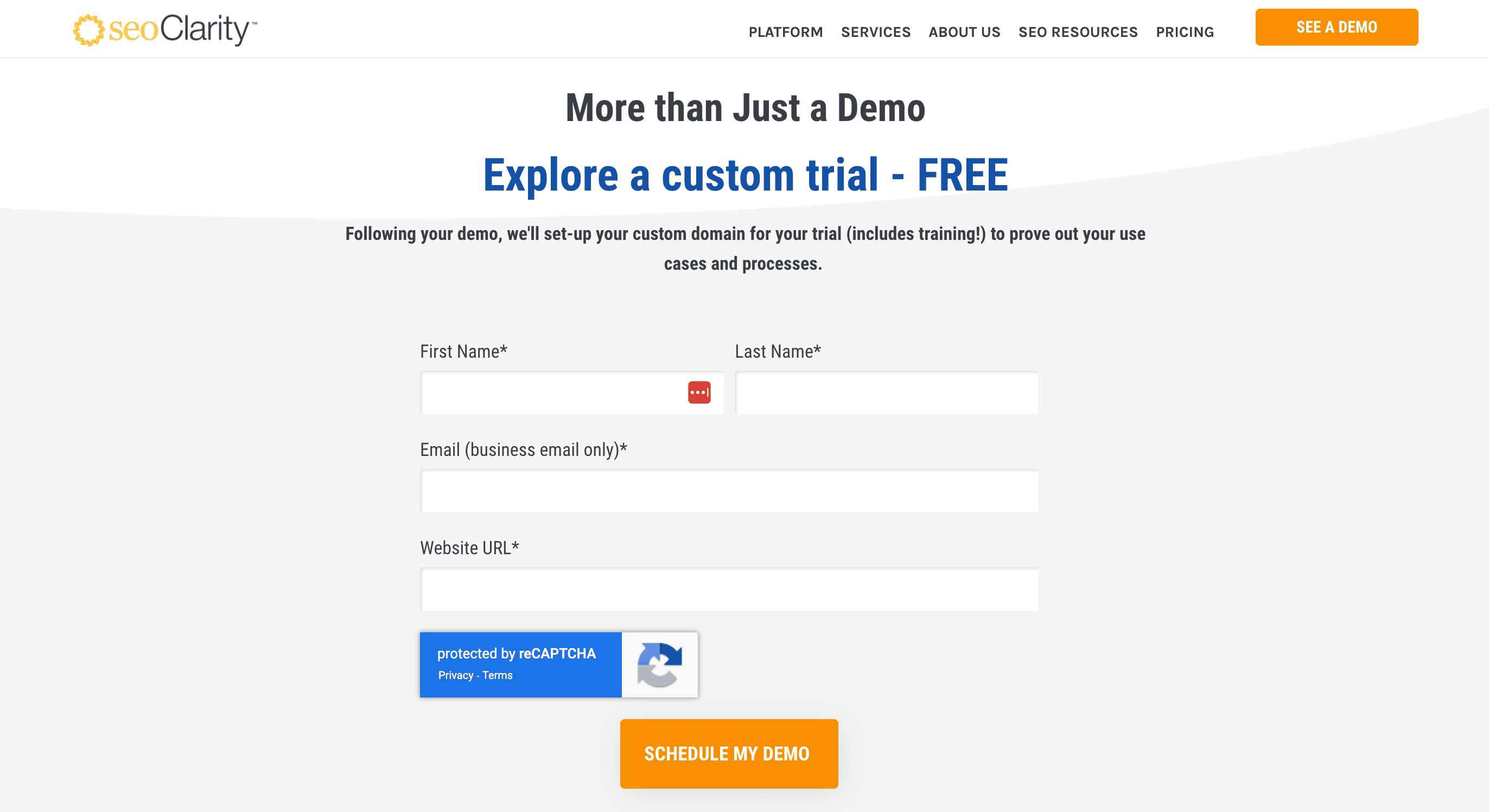 seo clarity free trial to start onboarding
