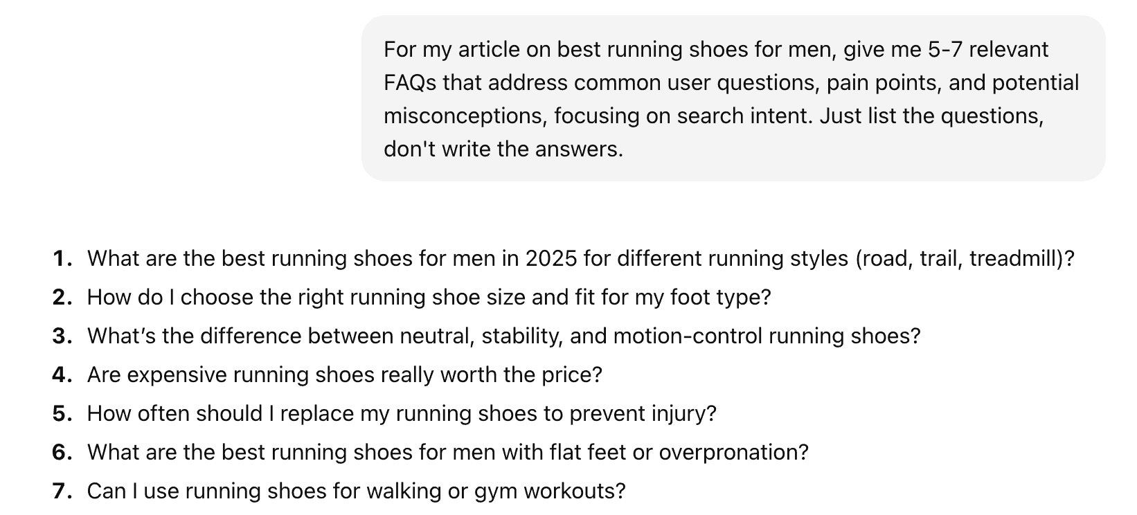 chatgpt faq recommendations