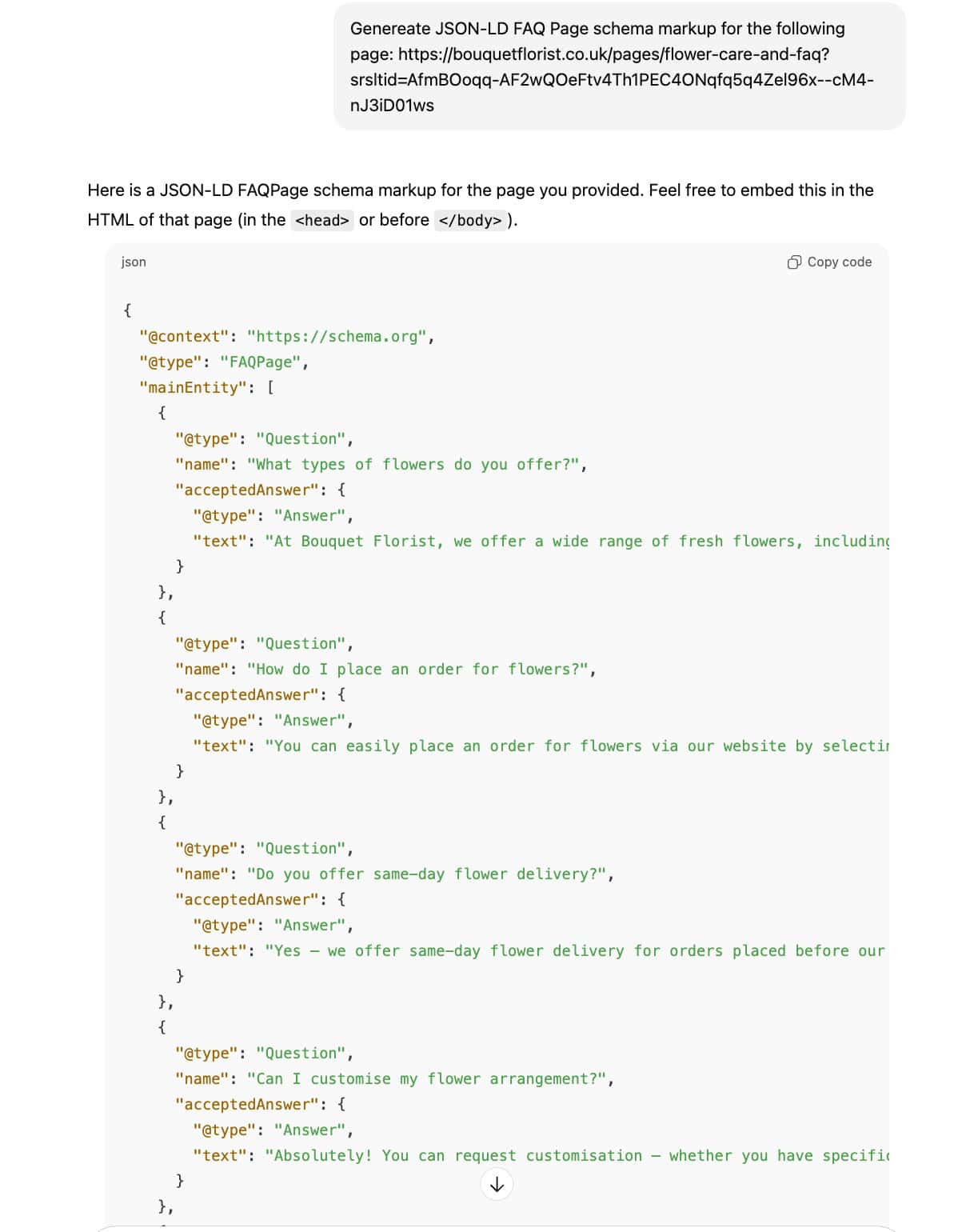 faqpage schema markup by ChatGpt