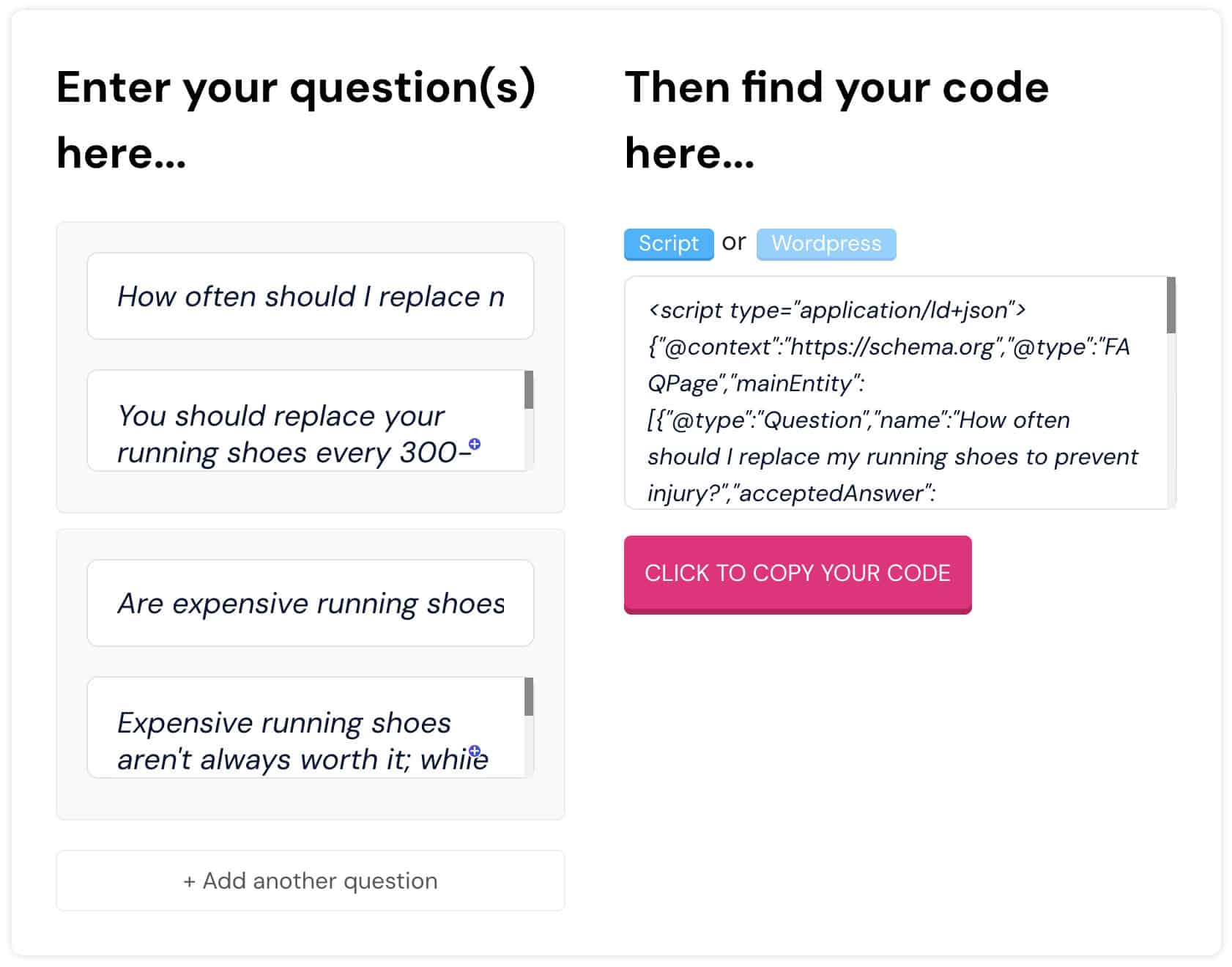 search logistics free faq schema generator