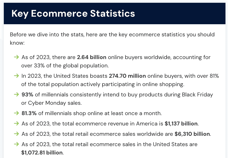 add a key statistics section
