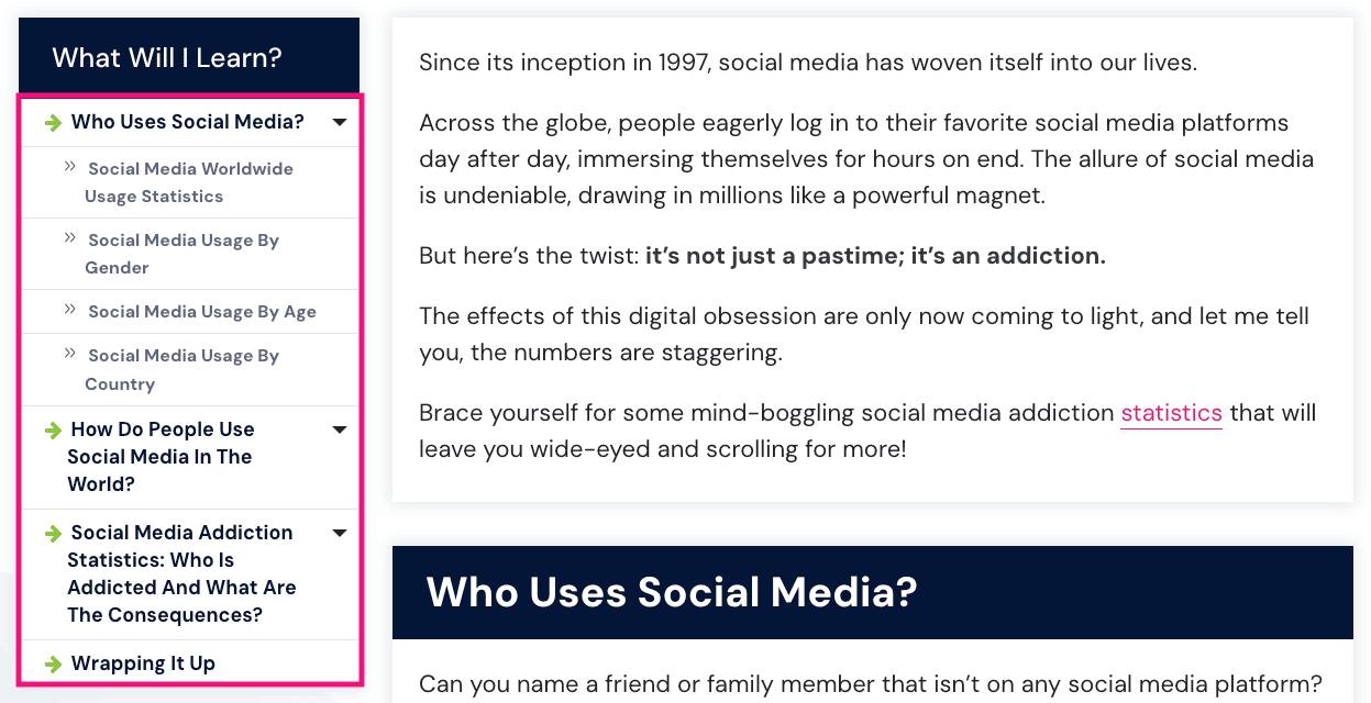 create a structured outline