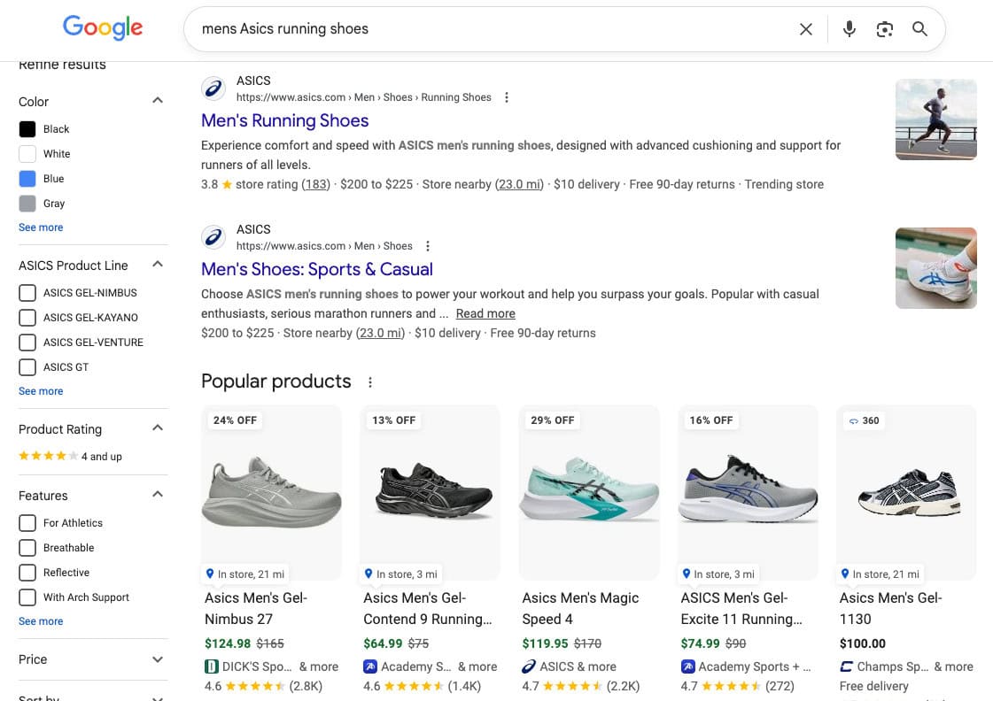 mens Asics running shoes